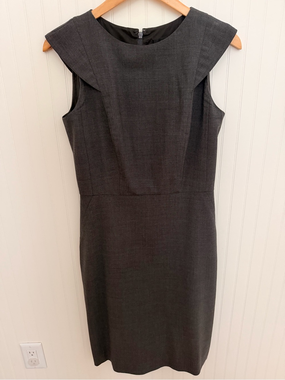 J. Crew Charcoal Gray Wool Cap-Sleeve Sheath Dress